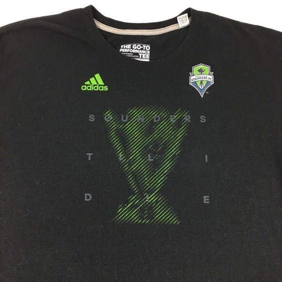 Seattle Sounders FC Adidas Mens The Go To T-Shirt Black Climalite Big & Tall 2X - Picture 2 of 7